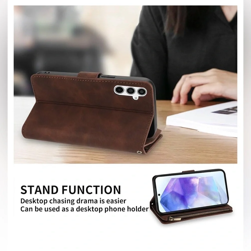 ZZXX CASE SLIM CREATIVE CASE SAMSUNG GALAXY A55 5G CASE WALLET BROWN COFFEE